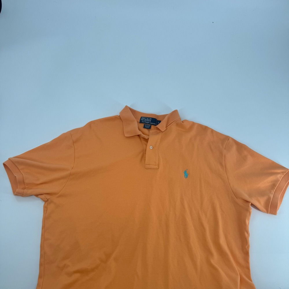 Polo by Ralph Lauren Mens Peach Polo Shirt Short Sleeve Cotton‎ Casual